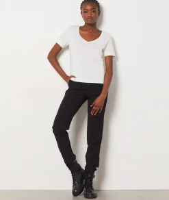 Etam Short-sleeved T-shirt 100% Cotton ECRU Flash Sale
