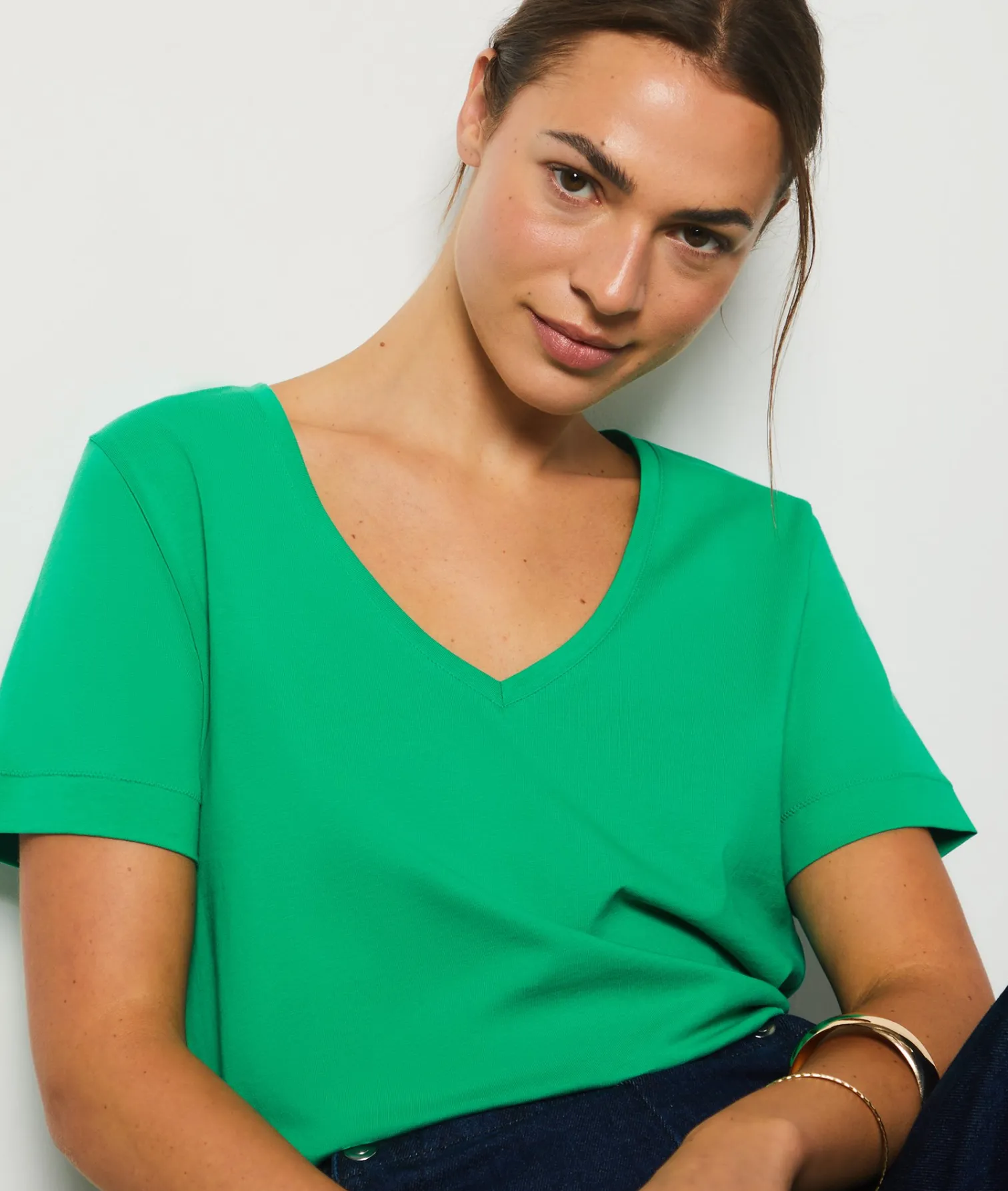 Etam Short-sleeved T-shirt 100% Cotton NILEGREEN Sale