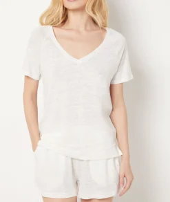 Etam Short-sleeved T-shirt 100% linen ECRU Cheap