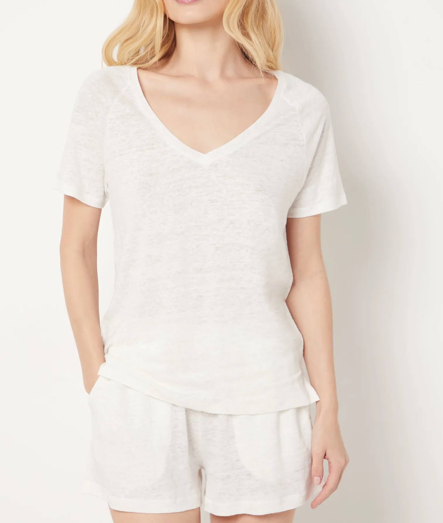 Etam Short-sleeved T-shirt 100% linen ECRU Cheap