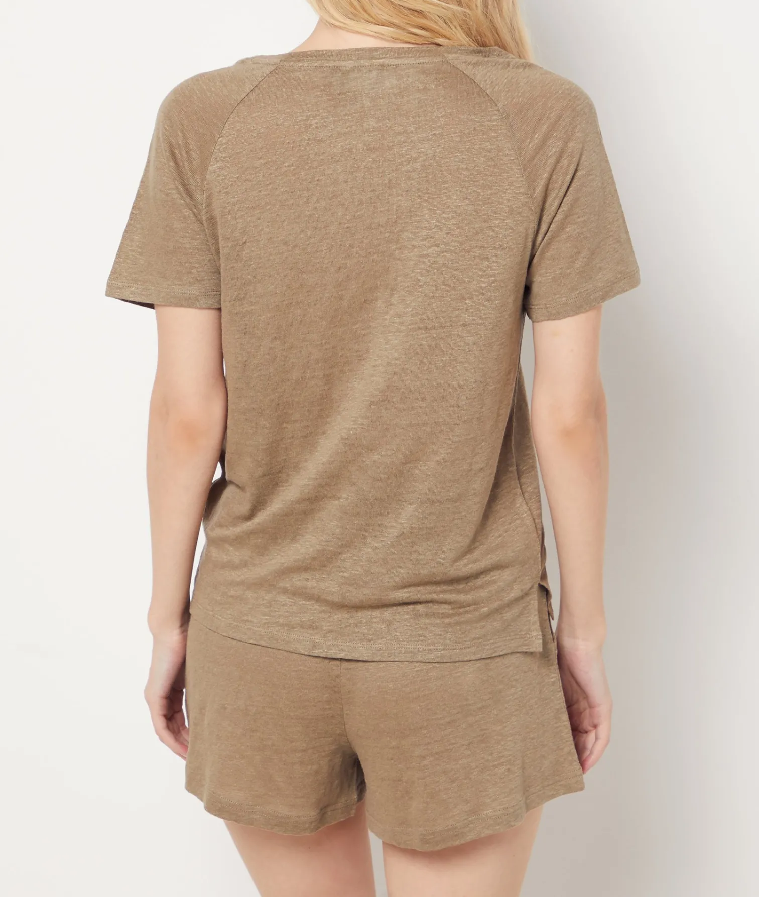 Etam Short-sleeved T-shirt 100% linen KHAKI Online