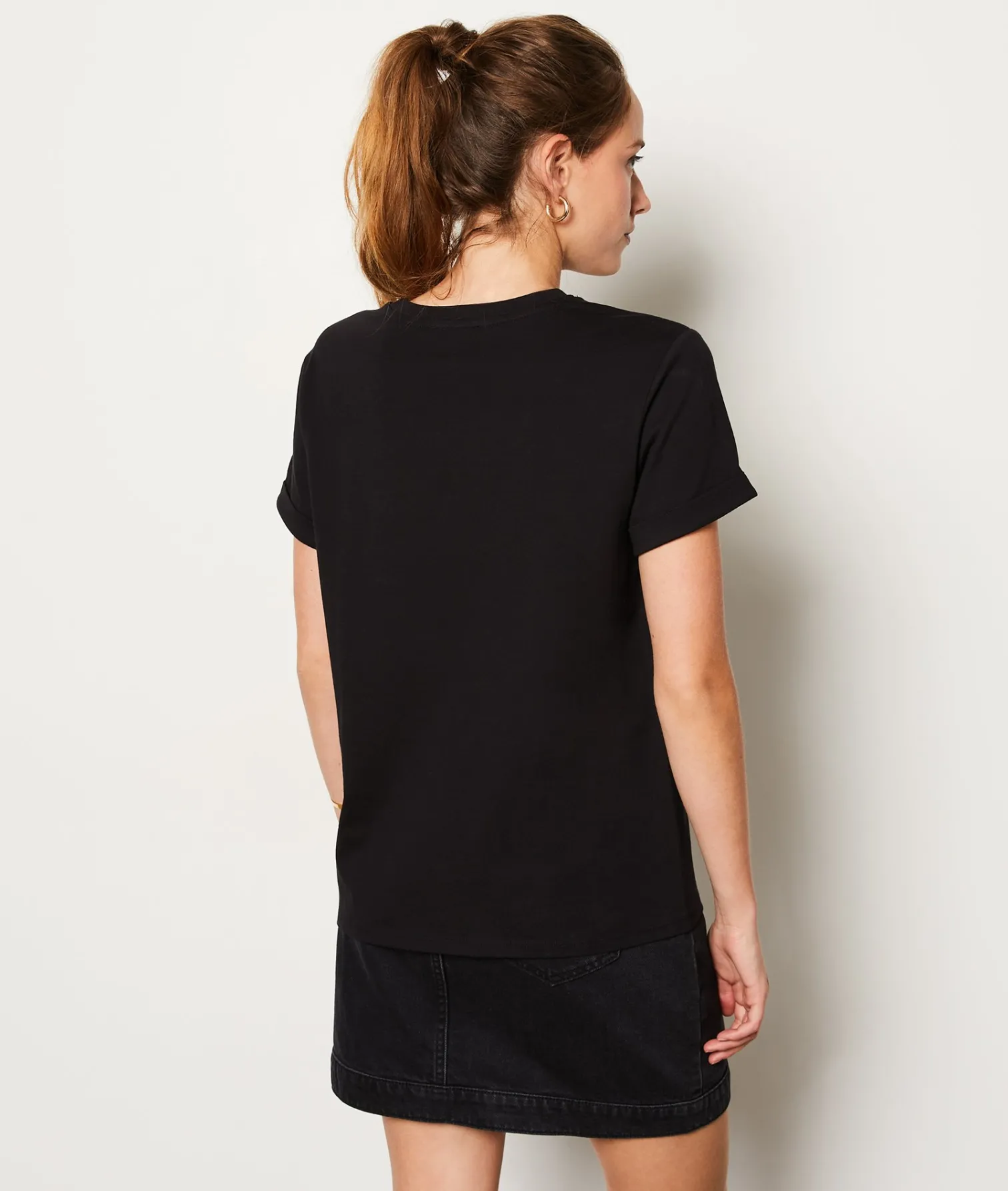 Etam Short-sleeved T-shirt with heart detail BLACK Clearance