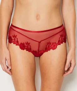 Etam Shorty en tulle brodé ROUGE Outlet