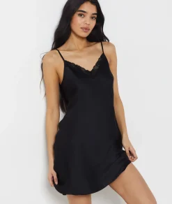 Etam Silk Nightdress BLACK Cheap