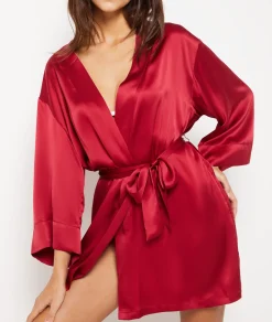 Etam Silk Robe RED Cheap