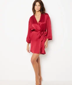 Etam Silk Robe RED Cheap