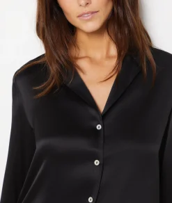 Etam Silk Sleep Shirt BLACK New