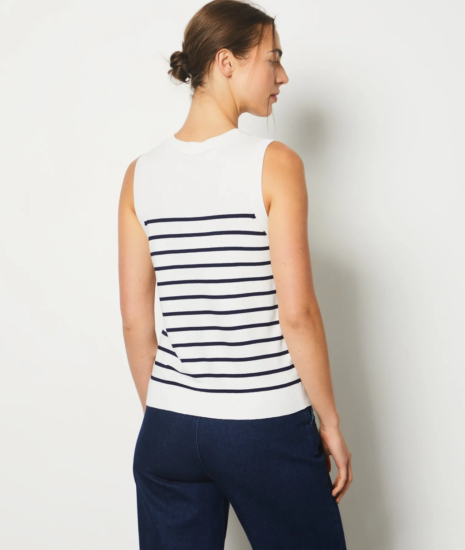 Etam Sleeveless Breton Sweater ECRU Best Sale
