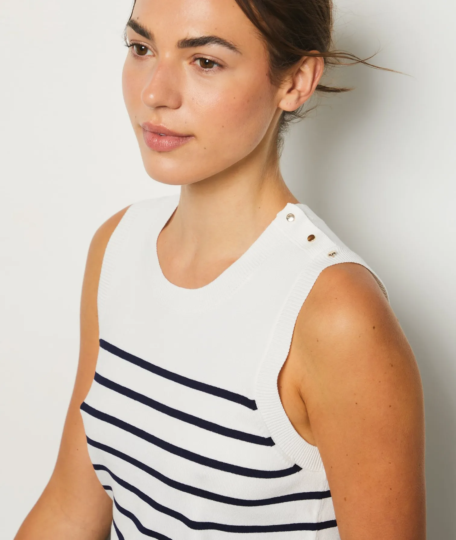 Etam Sleeveless Breton Sweater ECRU Best Sale