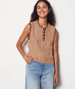Etam Sleeveless Buttoned Sweater DUNE Cheap