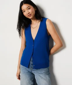 Etam Sleeveless sweater with buttons BLUEGREEN Cheap