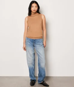 Etam Sleeveless Turtleneck Sweater BEIGE New