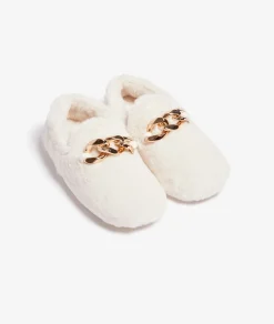 Etam Slippers with Fur and Jewel Details ECRU Outlet