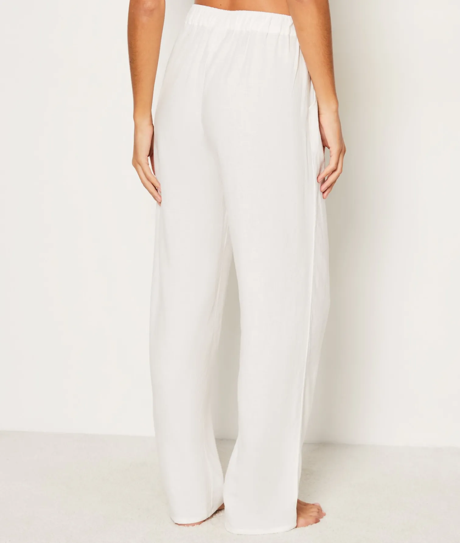 Etam Straight Leg Linen Pyjama Trousers BLANC Online