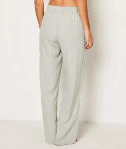 Etam Straight Leg Linen Pyjama Trousers KAKI Fashion