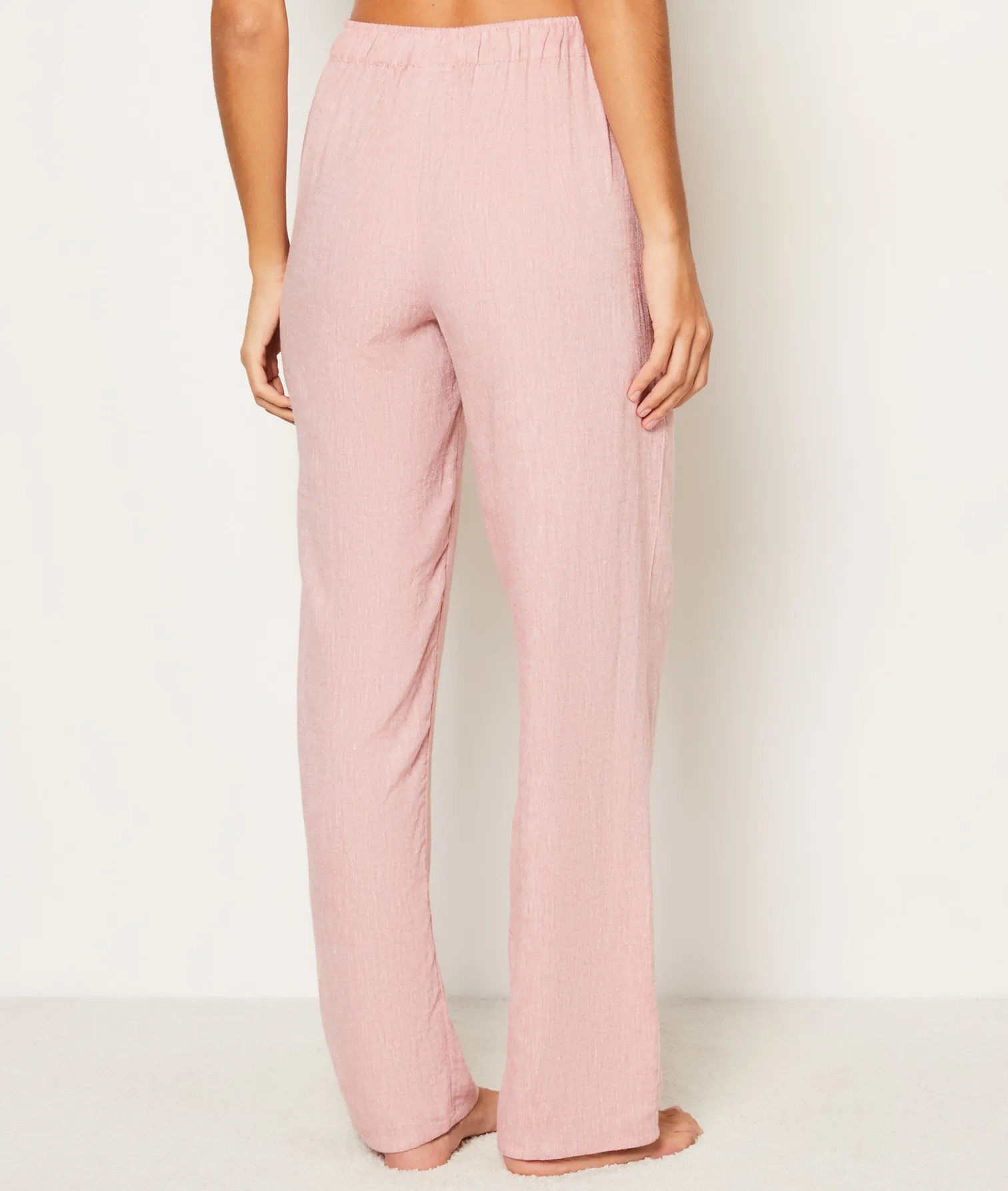 Etam Straight Leg Linen Pyjama Trousers ROSEPOUDRE Sale