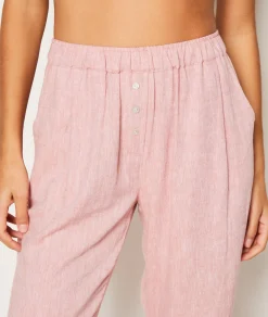 Etam Straight Leg Linen Pyjama Trousers ROSEPOUDRE Sale