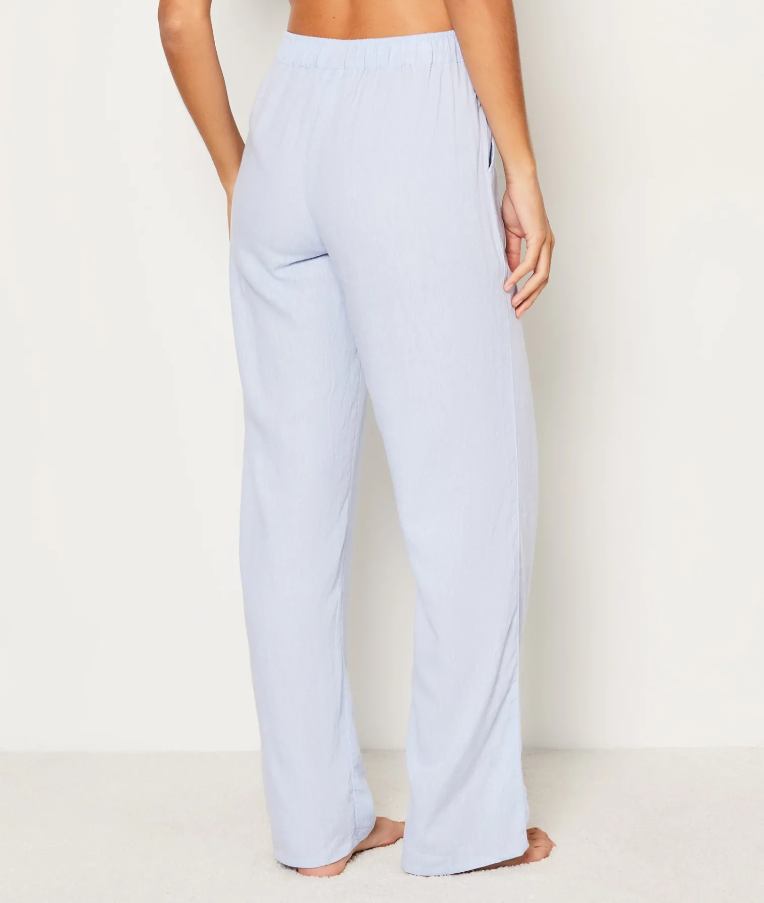 Etam Straight Leg Linen Pyjama Trousers BLEU Shop