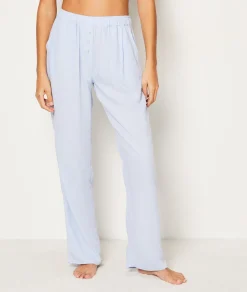 Etam Straight Leg Linen Pyjama Trousers BLEU Shop