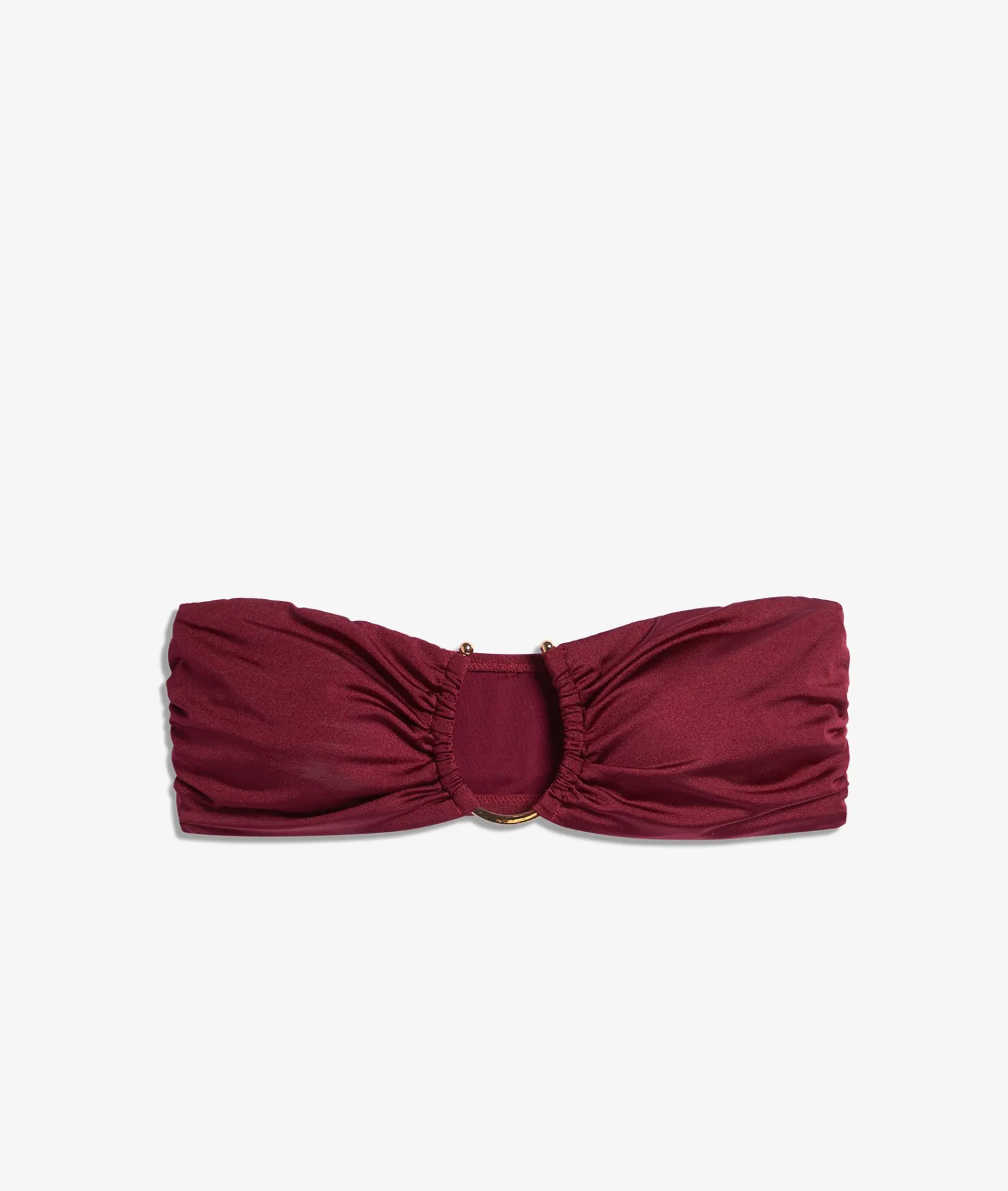 Etam Strapless Bikini Top with Satin Ring Detail GARNETBORDEAUX Clearance