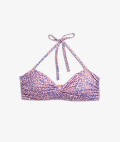 Etam Strapless Underwired Leopard Print Bikini Top MAUVE Best