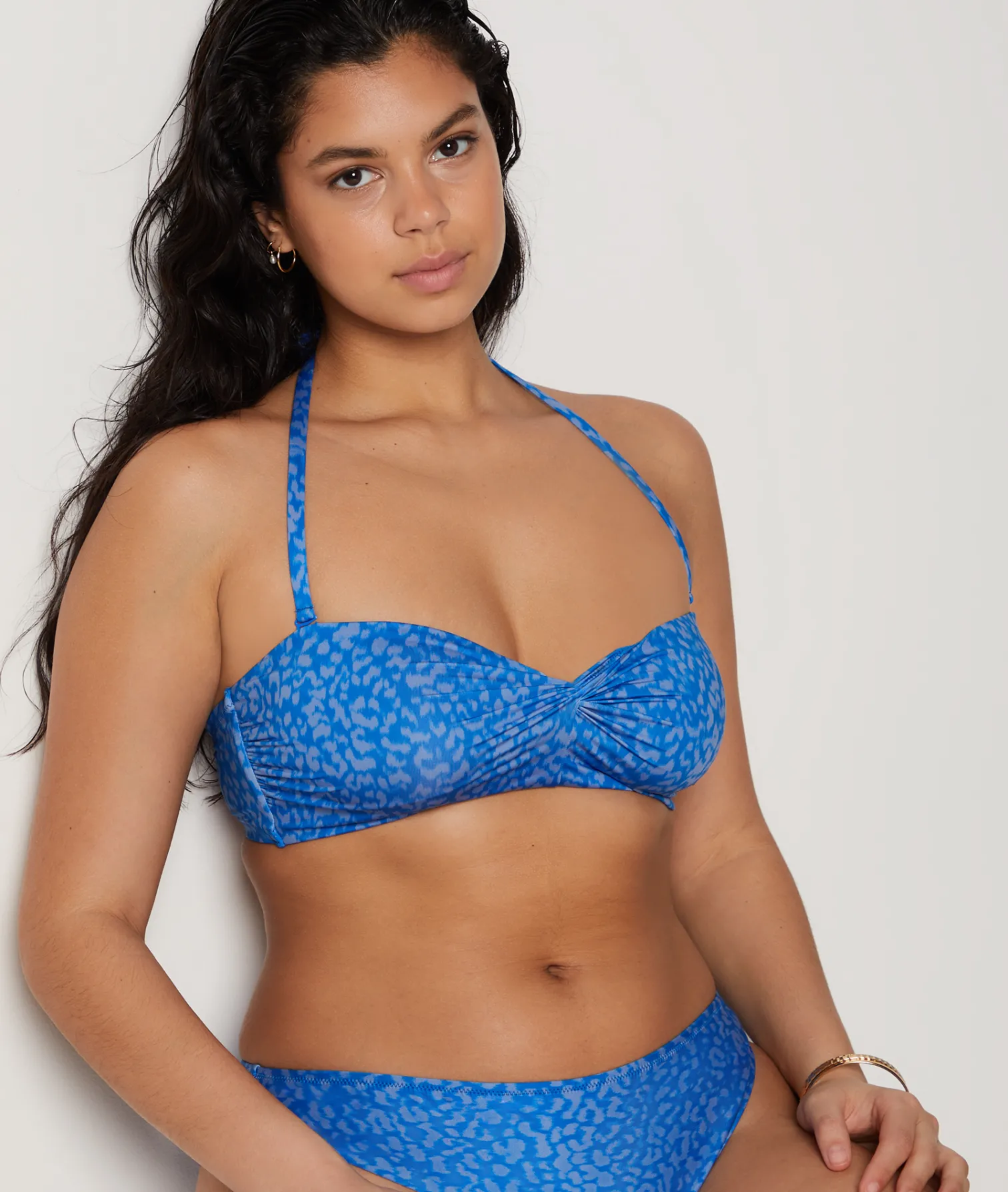 Etam Strapless Underwired Leopard Print Bikini Top BLUEGREEN Outlet