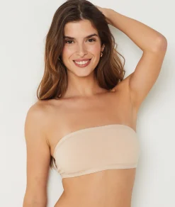 Etam Strapless Wireless Stretchy Organic Cotton Bra LINEN Best Sale