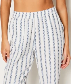 Etam Striped Cotton Pyjama Bottoms BLANC Flash Sale