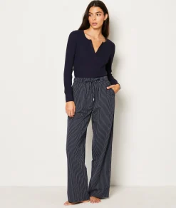 Etam Striped Cotton Pyjama Bottoms BLEUNUIT Sale