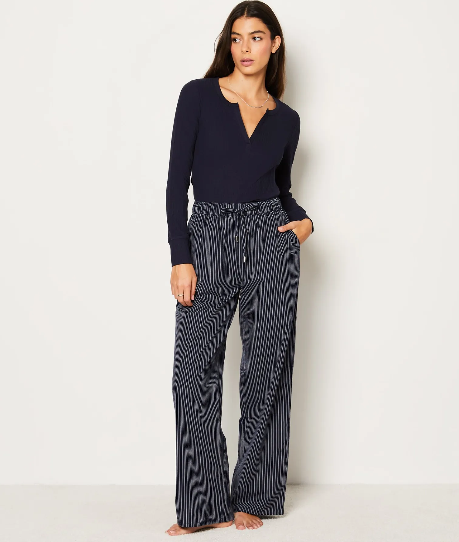Etam Striped Cotton Pyjama Bottoms BLEUNUIT Sale