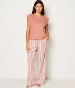 Etam Striped Cotton Pyjama Bottoms ROSE Flash Sale