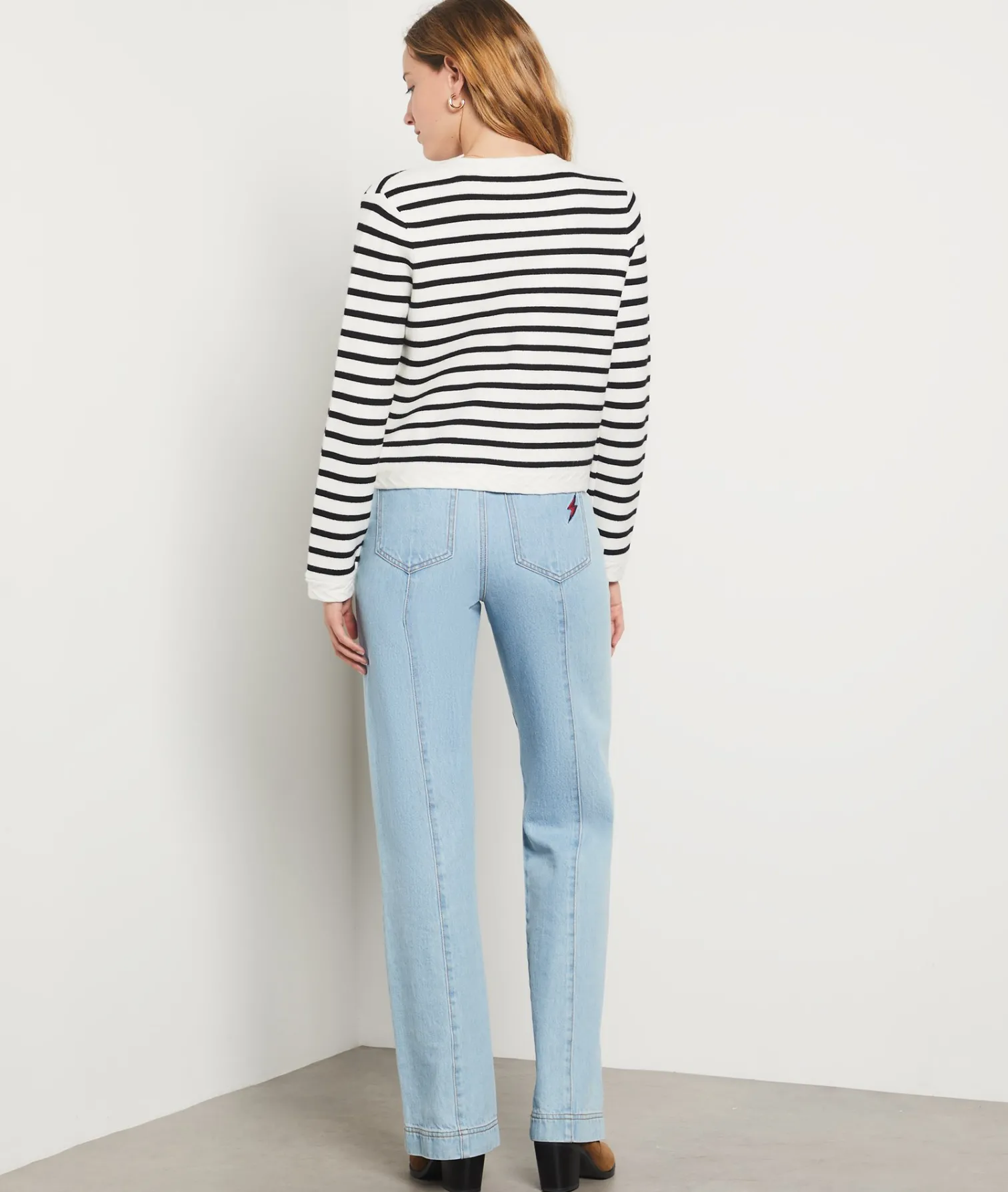 Etam Striped Cropped Cardigan ECRU Outlet