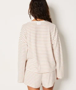 Etam Striped Pyjama Sweatshirt BEIGE Cheap