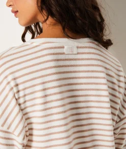 Etam Striped Pyjama Sweatshirt BEIGE Cheap