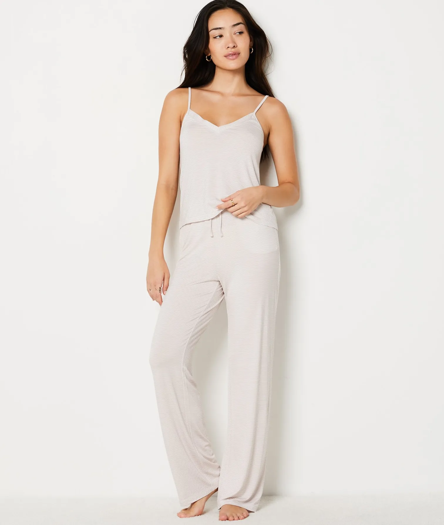 Etam Striped Pyjama Trousers BEIGE Hot