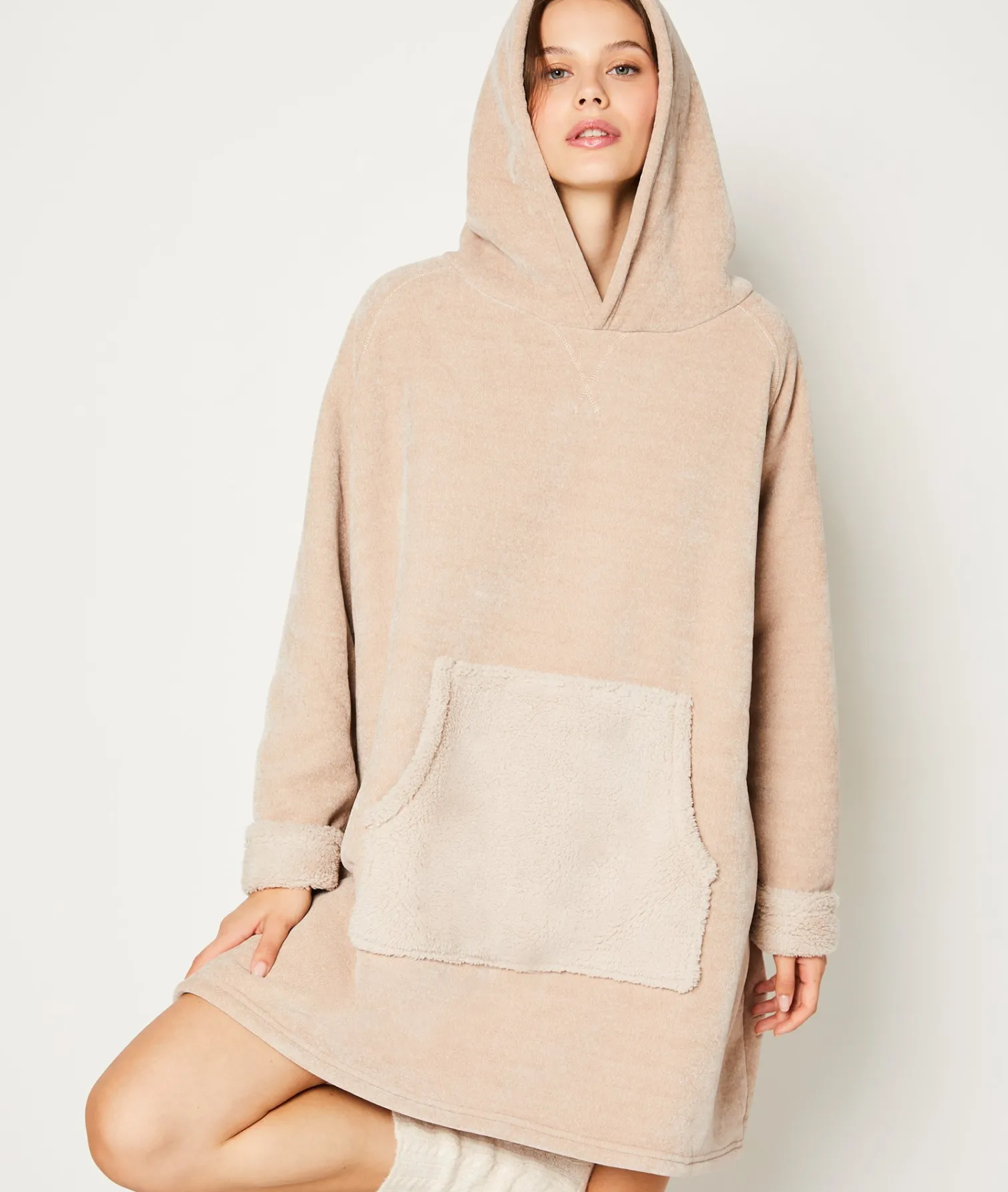 Etam Sweat avec capuche polaire TAUPE Fashion