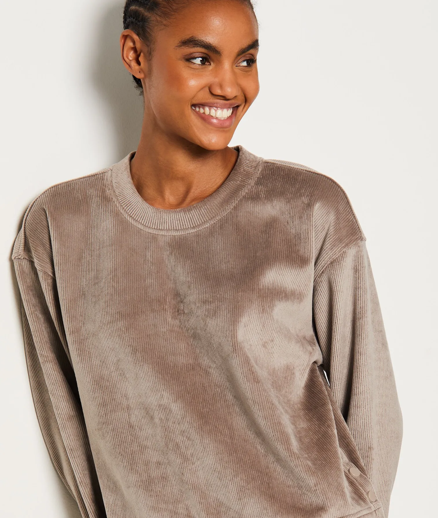 Etam Sweat de pyjama côtelé TAUPE Discount