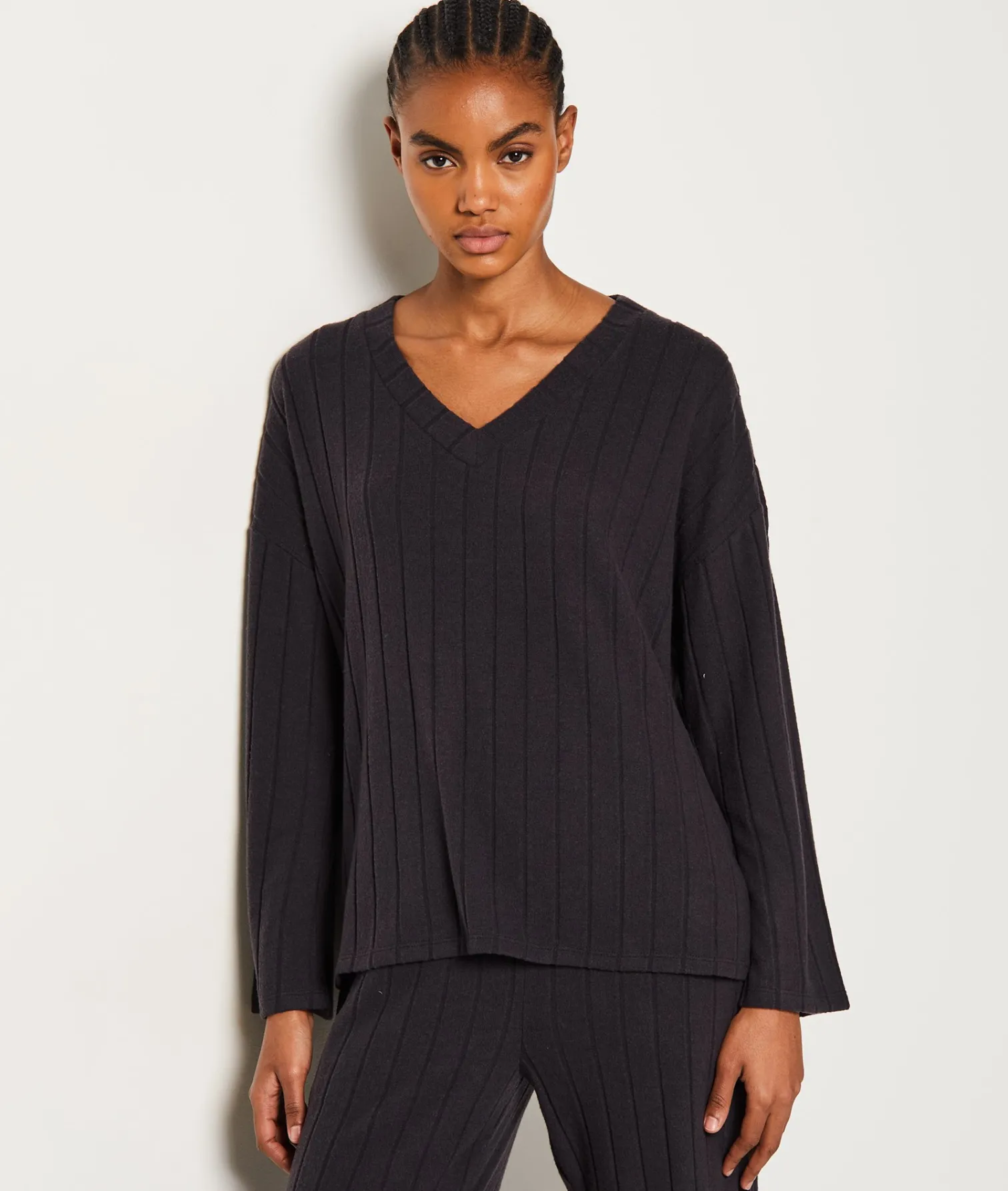 Etam Sweat de pyjama côtelé NOIR Best Sale