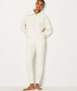 Etam Sweat de pyjama côtelé col camionneur ECRU Online