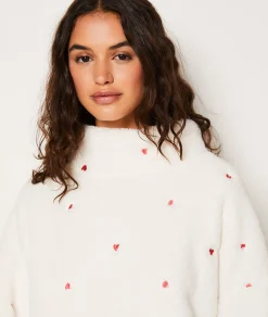 Etam Sweat de pyjama polaire à cœurs ECRU Flash Sale
