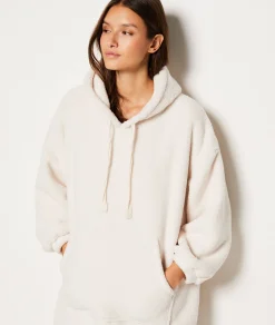 Etam Sweat plaid à capuche polaire ECRU Shop