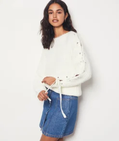 Etam Sweater with Lace-Up Sleeve Details ECRU Store