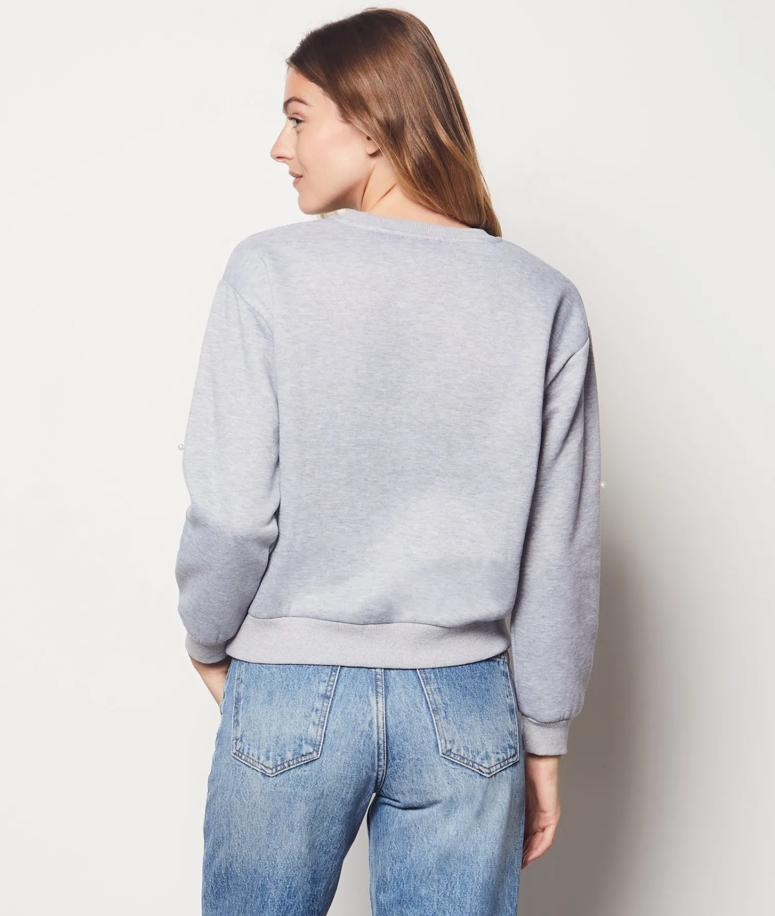 Etam Sweatshirt with Bead Details GREY Best Sale