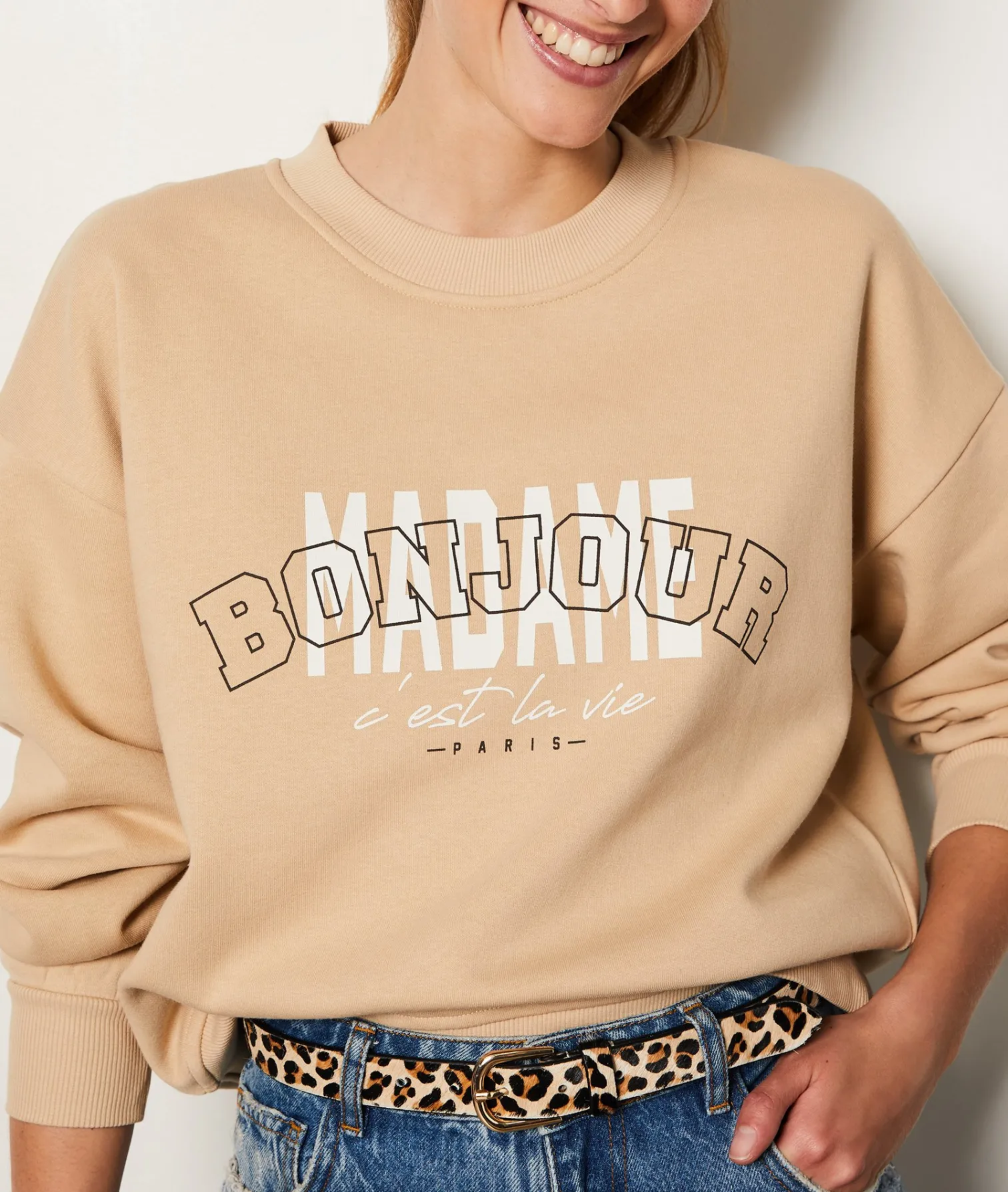 Etam Sweatshirt with "Bonjour Madame" print in cotton DUNE Outlet