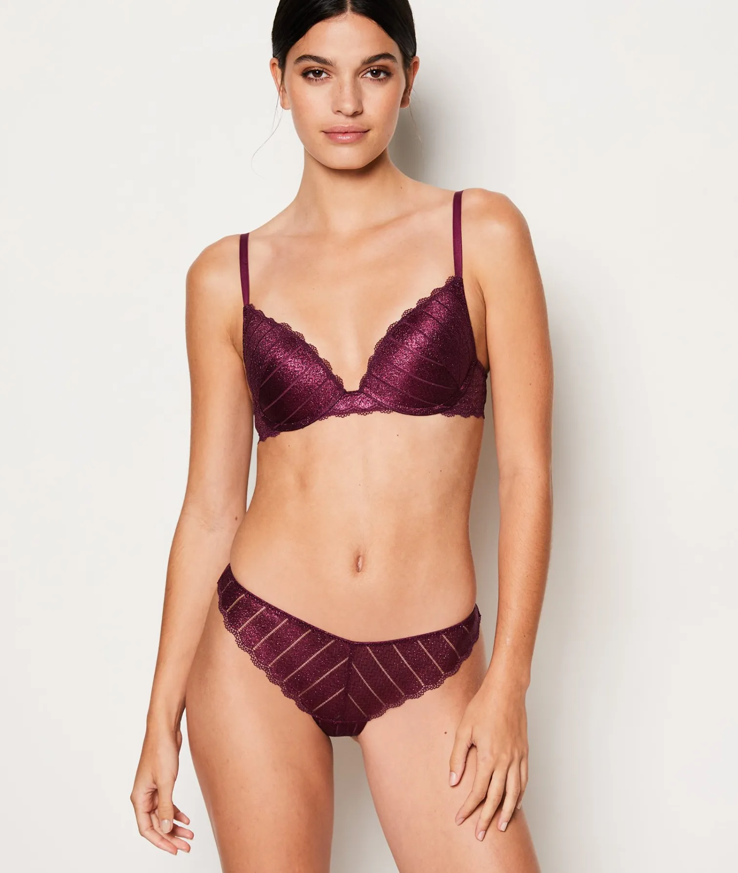 Etam Tanga en dentelle irisé PRUNE Cheap