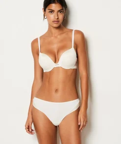 Etam Tanga en microfibre satinée ECRU Cheap
