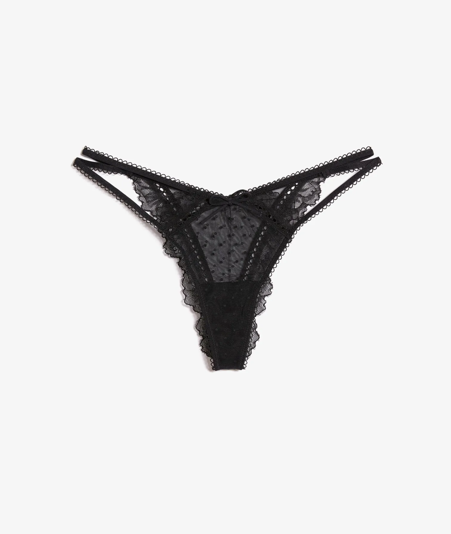 Etam Tanga en tulle et dentelle NOIR Discount