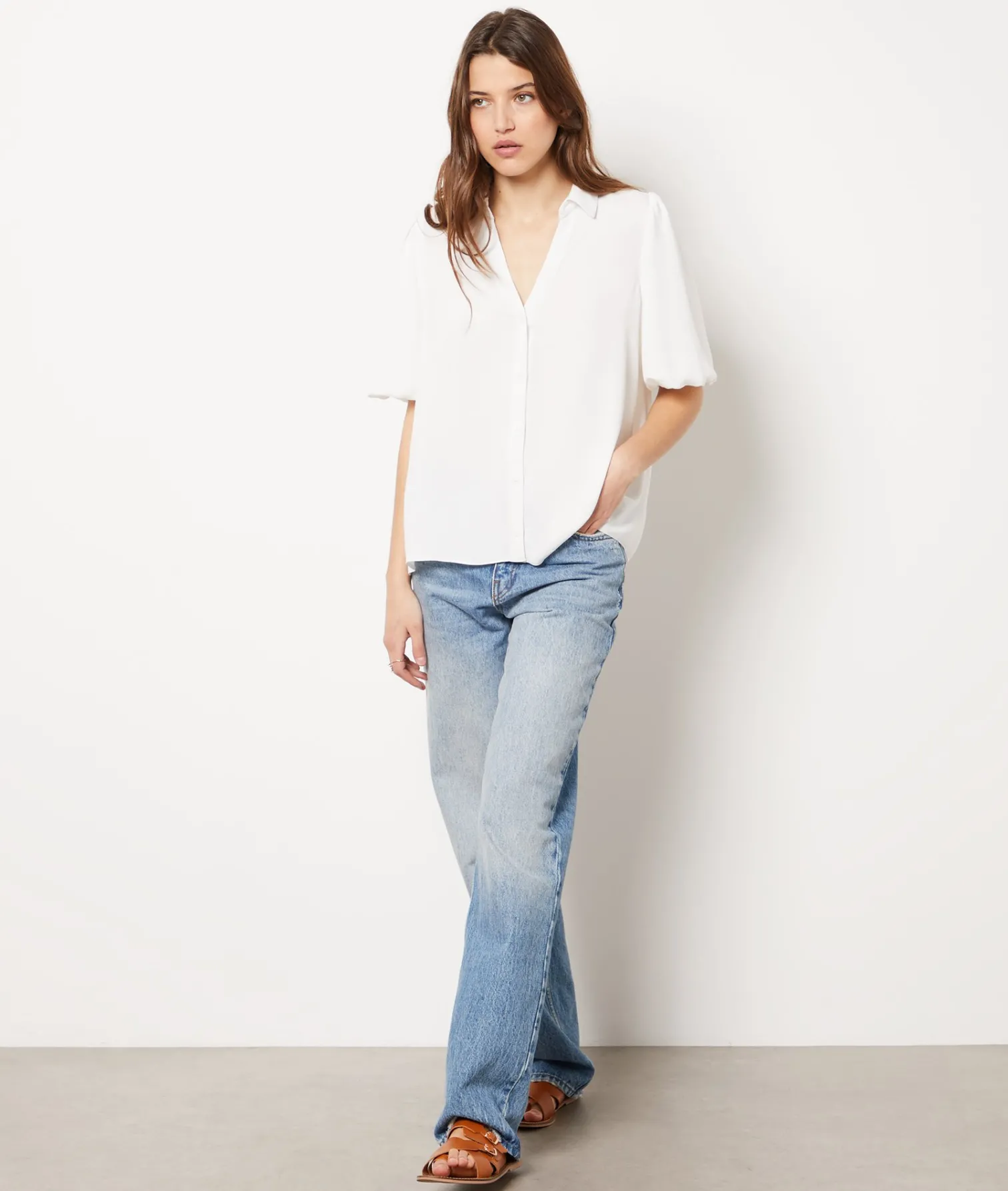 Etam Textured Short-Sleeved Puff Shirt ECRU Best