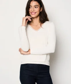 Etam Thermal knit Long-sleeved T-shirt ECRU New