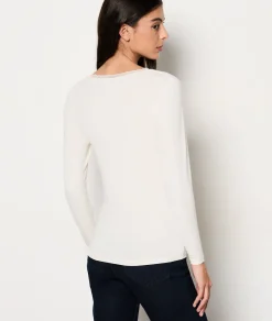 Etam Thermal knit Long-sleeved T-shirt ECRU New